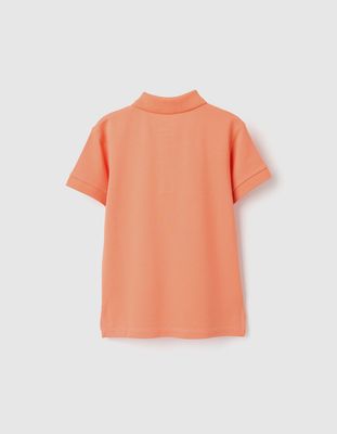 Boy's Short Sleeve Cotton Piqué Polo Shirt - Dark Orange