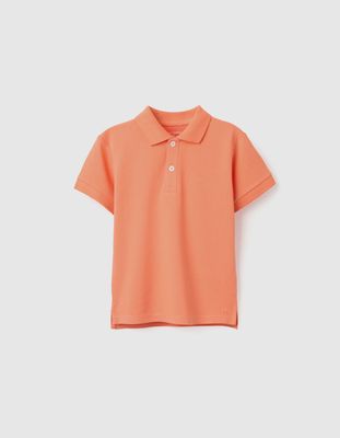 Boy's Short Sleeve Cotton Piqué Polo Shirt - Dark Orange