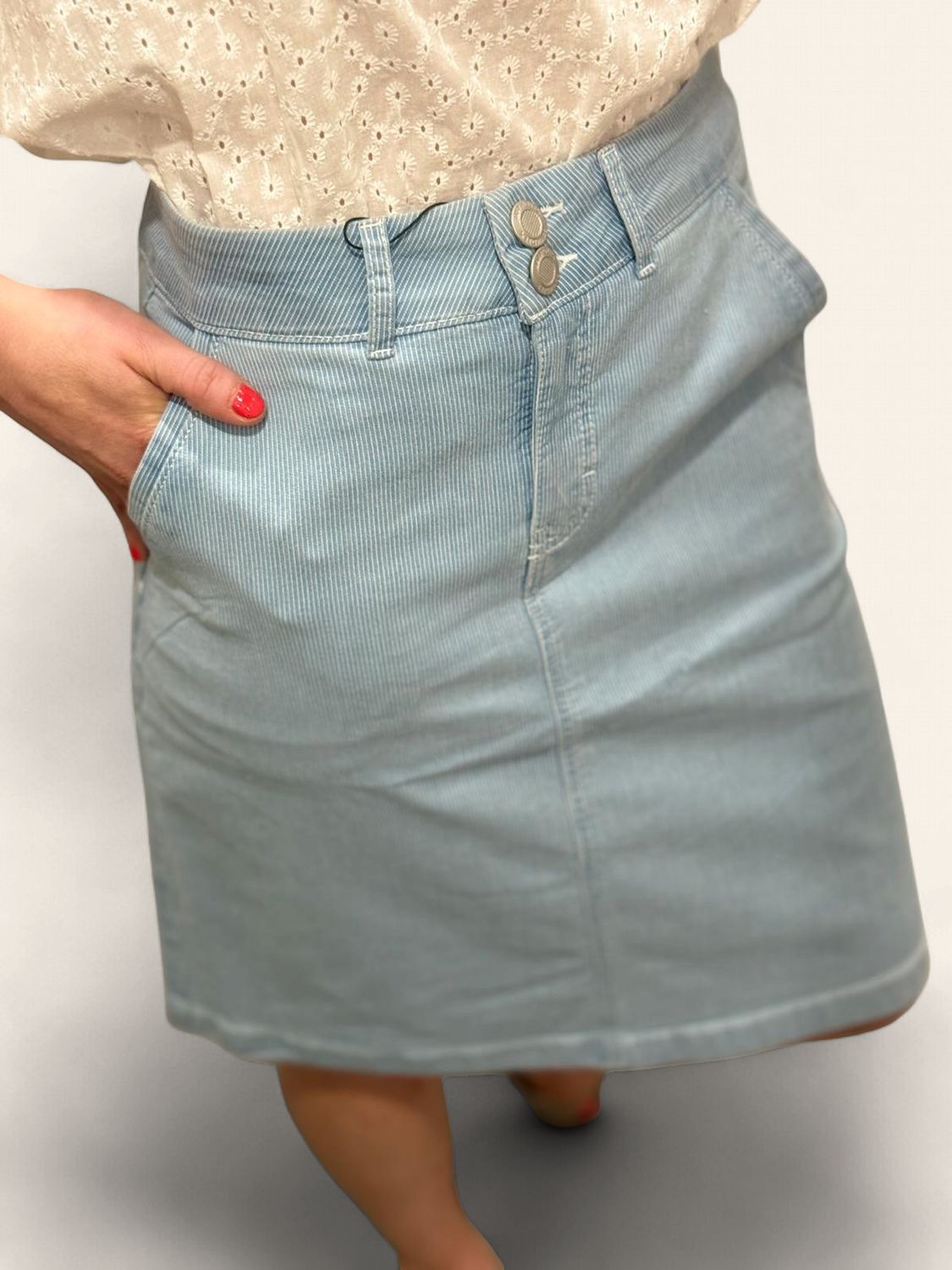 Blue Wash Stripe Skirt 220318