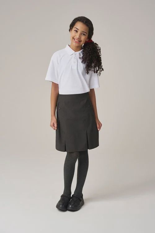Junior Two Pleat Skirt JGKS - Graphite Grey, Size: 3Y