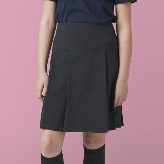 Girls Junior Drop Waist Pleated Skirt | Grey