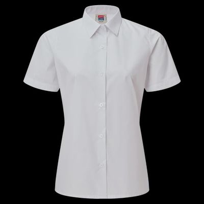 Girls Junior Short Sleeve Blouse with Standard Collar (2pk) | White