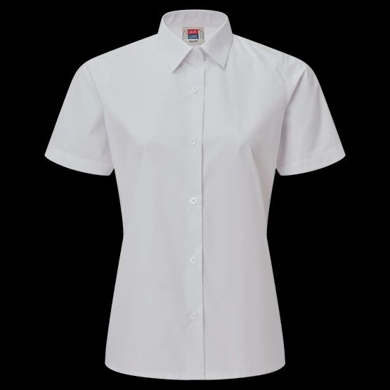 Girls Junior Short Sleeve Blouse with Standard Collar (2pk) | White, Size: 32, Style: DL83