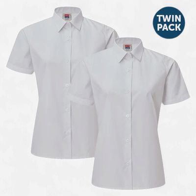 Girls Senior Short Sleeve Blouse with Standard Collar (2pk)