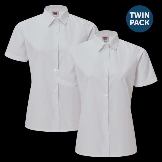 Girls Senior Short Sleeve Blouse with Standard Collar (2pk), Size: 36, Style: DL83