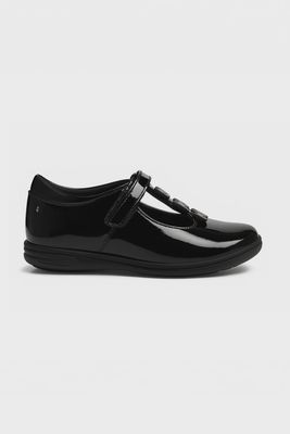 Vanessa Girls Black Patent Butterfly Shoe