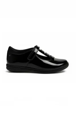Vanessa Girls Black Patent Butterfly Shoe