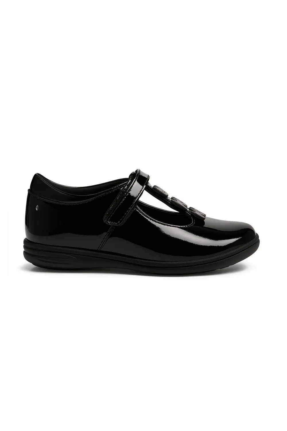 Vanessa Girls Black Patent Butterfly Shoe, Size: Jnr 10