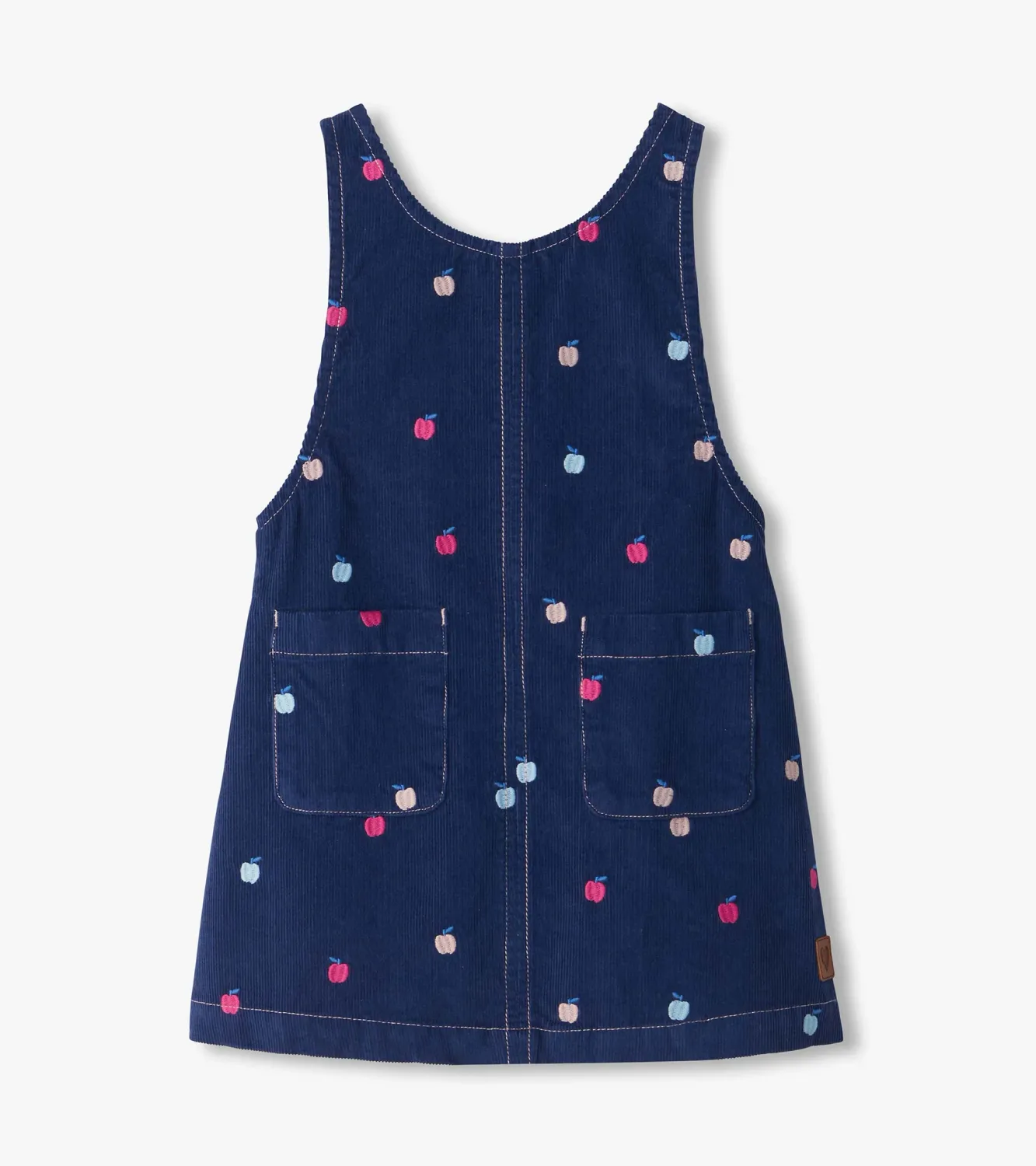 Girls Blue Embroidered Apple Pinafore Dress, Size: 4Y, Style: F26AOK2114
