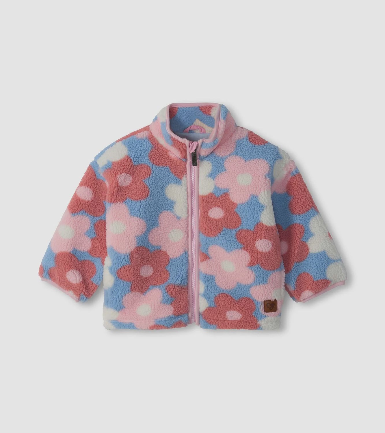 Baby &amp; Toddler Girls Blue Big Flowers Faux Sherpa Jacket, Size: 6-9M, Style: F26BFT1672