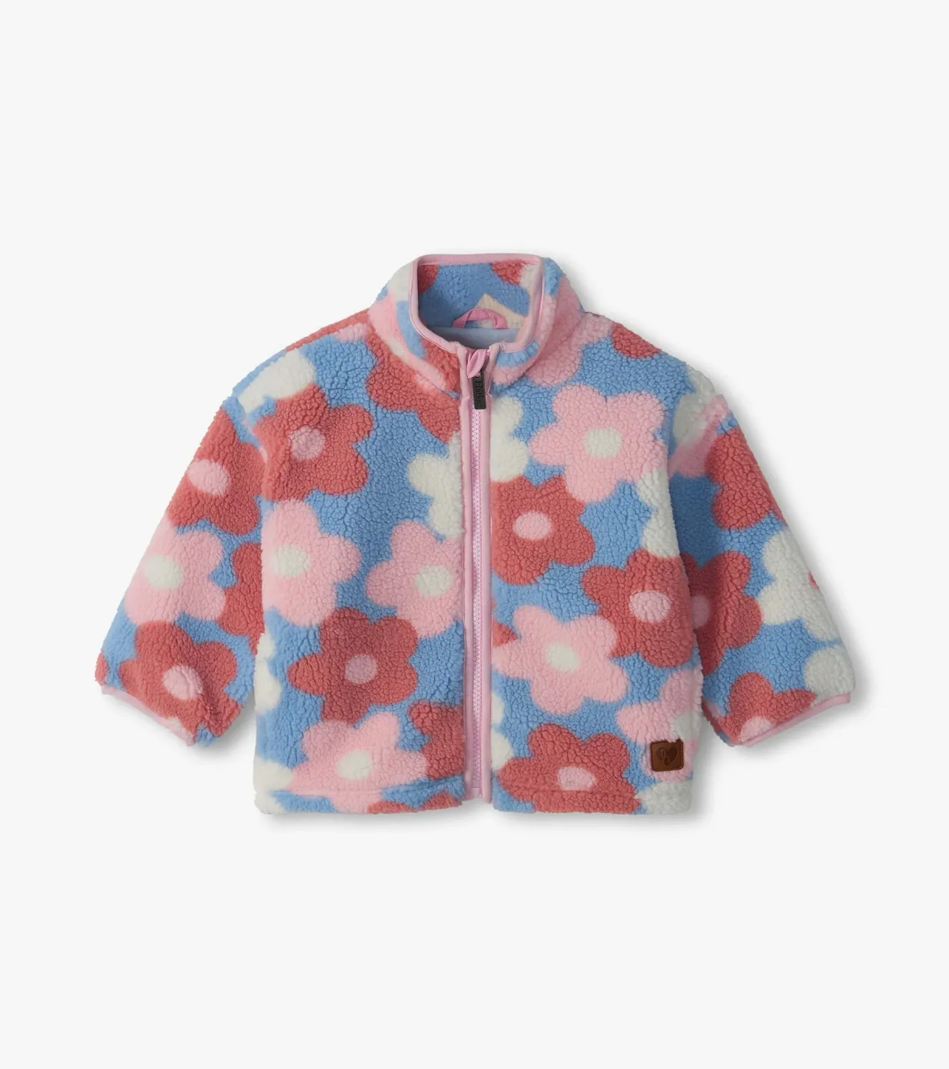Baby &amp; Toddler Girls Blue Big Flowers Faux Sherpa Jacket, Size: 6-9M, Style: F26BFT1672