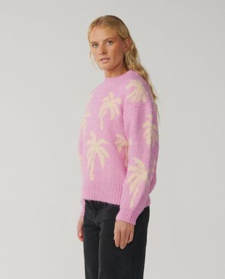 Retro Swell Palm Jacquard Crew - Lilac