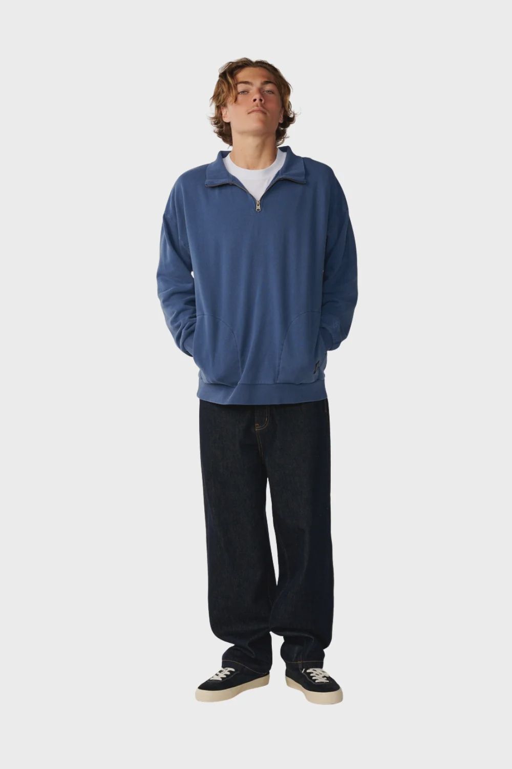 Premium Surf Qtr Zip Crew Fleece - Light Navy, Size: S, Style: 0AOMFL