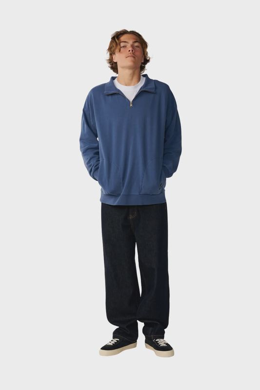 Premium Surf Qtr Zip Crew Fleece - Light Navy