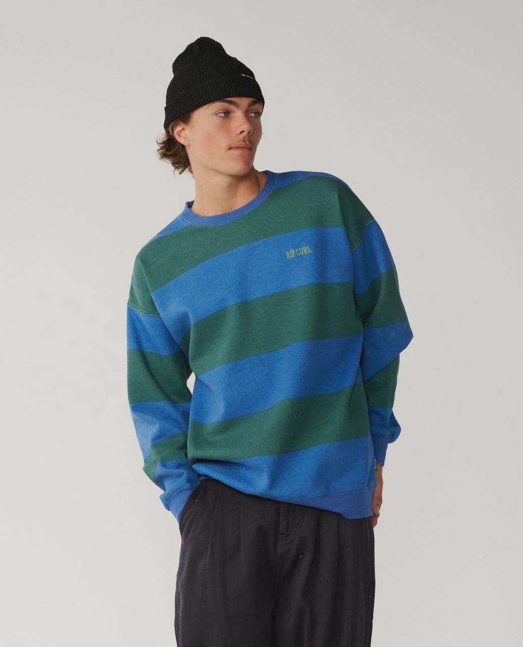 Disorder Stripe Crew Fleece - Riverside, Size: S, Style: 0CFMFL