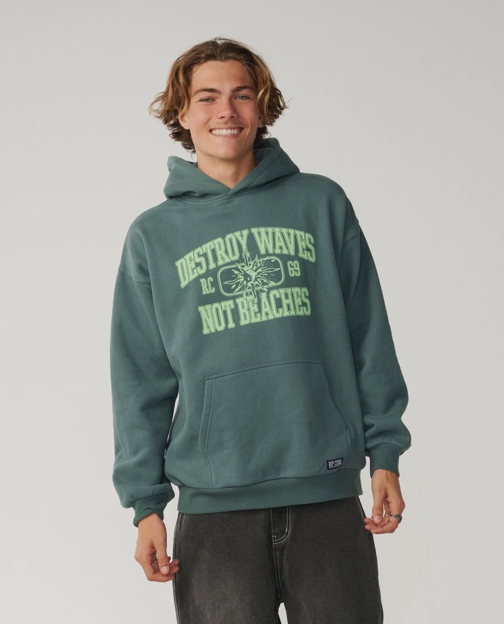 Disorder Hood Fleece - Muted Green, Size: S, Style: 0CIMFL