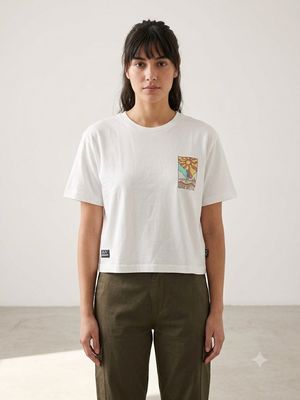 Canyon Cropped Womens Tee - White
