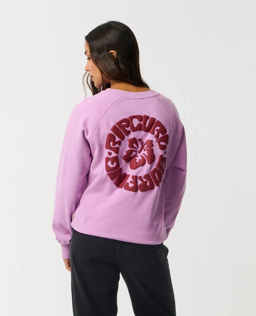 Surf Puff Raglan Relaxed Sweatshirt - Bright Lilac, Size: 2XS, Style: 0EWWFL