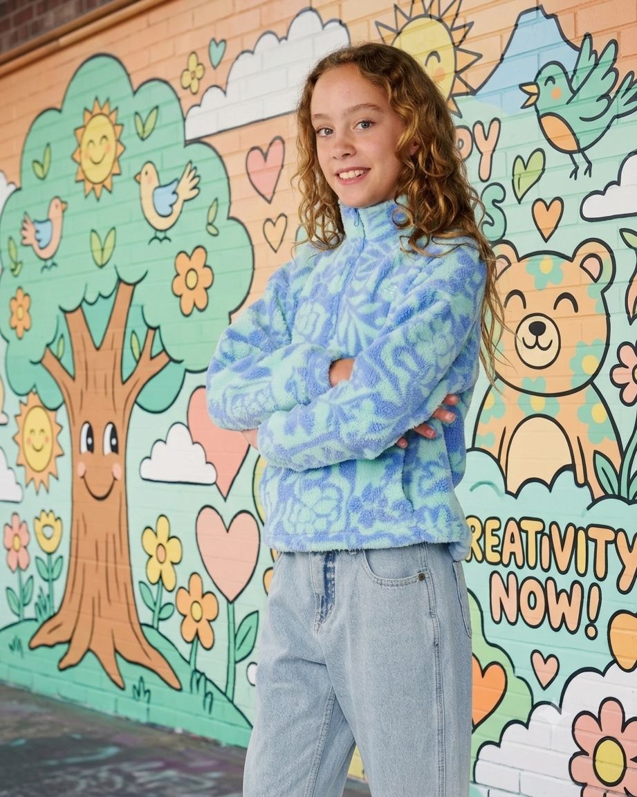 Girls Pacific Dreams 1/4 Zip Fleece Jacket - Ocean, Size: 10Y, Style: 049GFL
