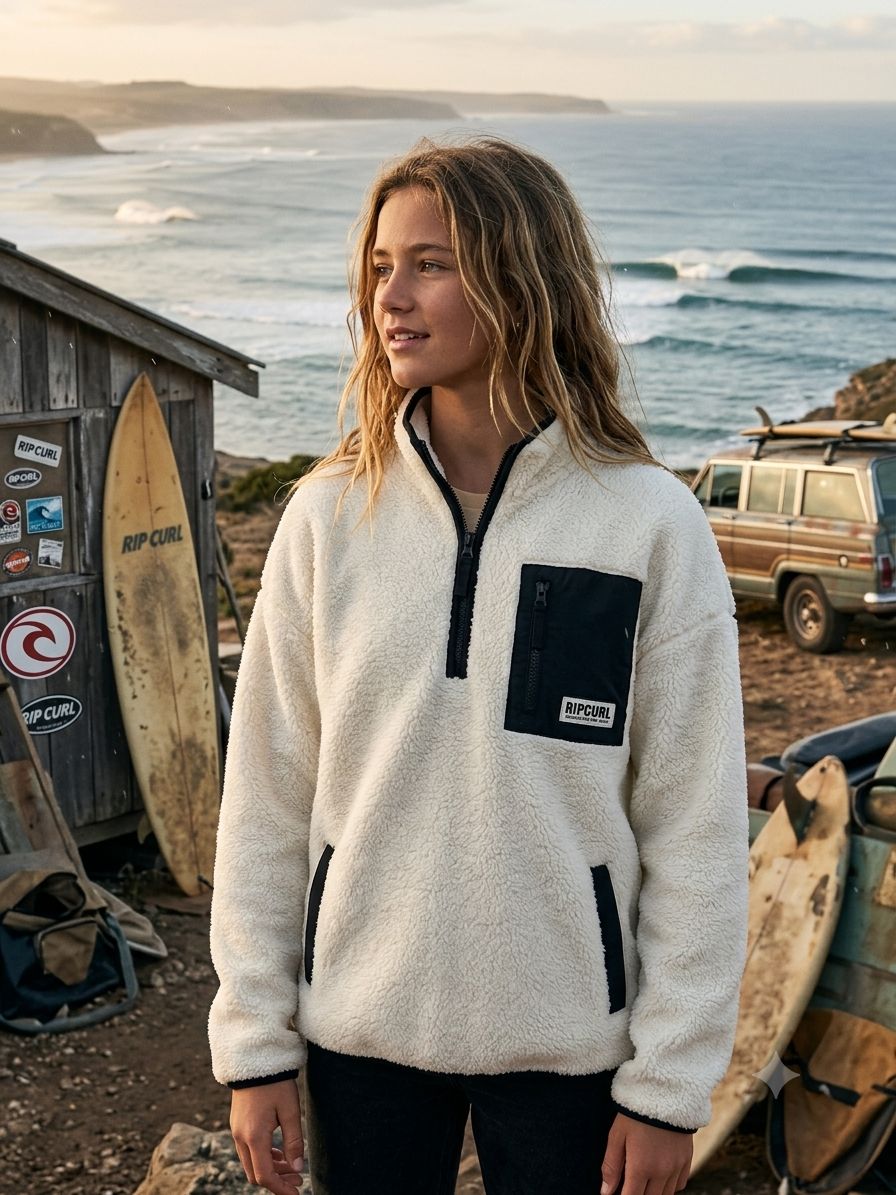 Party Pack Polar Zip Through Fleece - Off White, Size: XS, Style: 0EFWFL