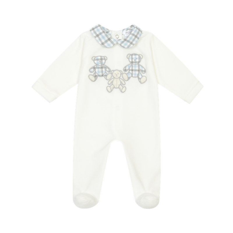 Ivory/Sky Blue Teddies Romper Gift Box DBI26117