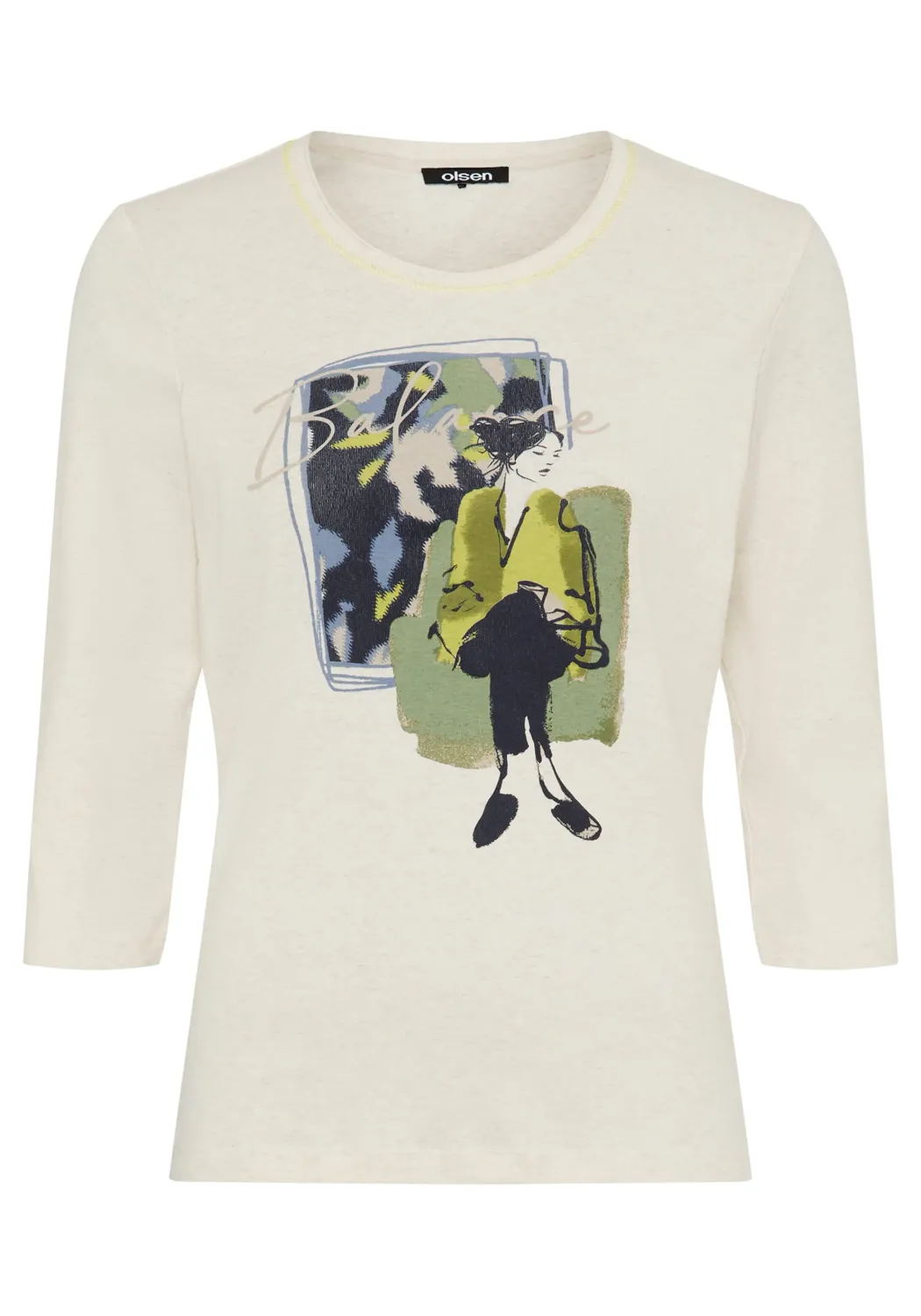 Modern Balance Placement Print 3/4 Sleeve Top | Almond Beige, Size: 10, Style: 11105475