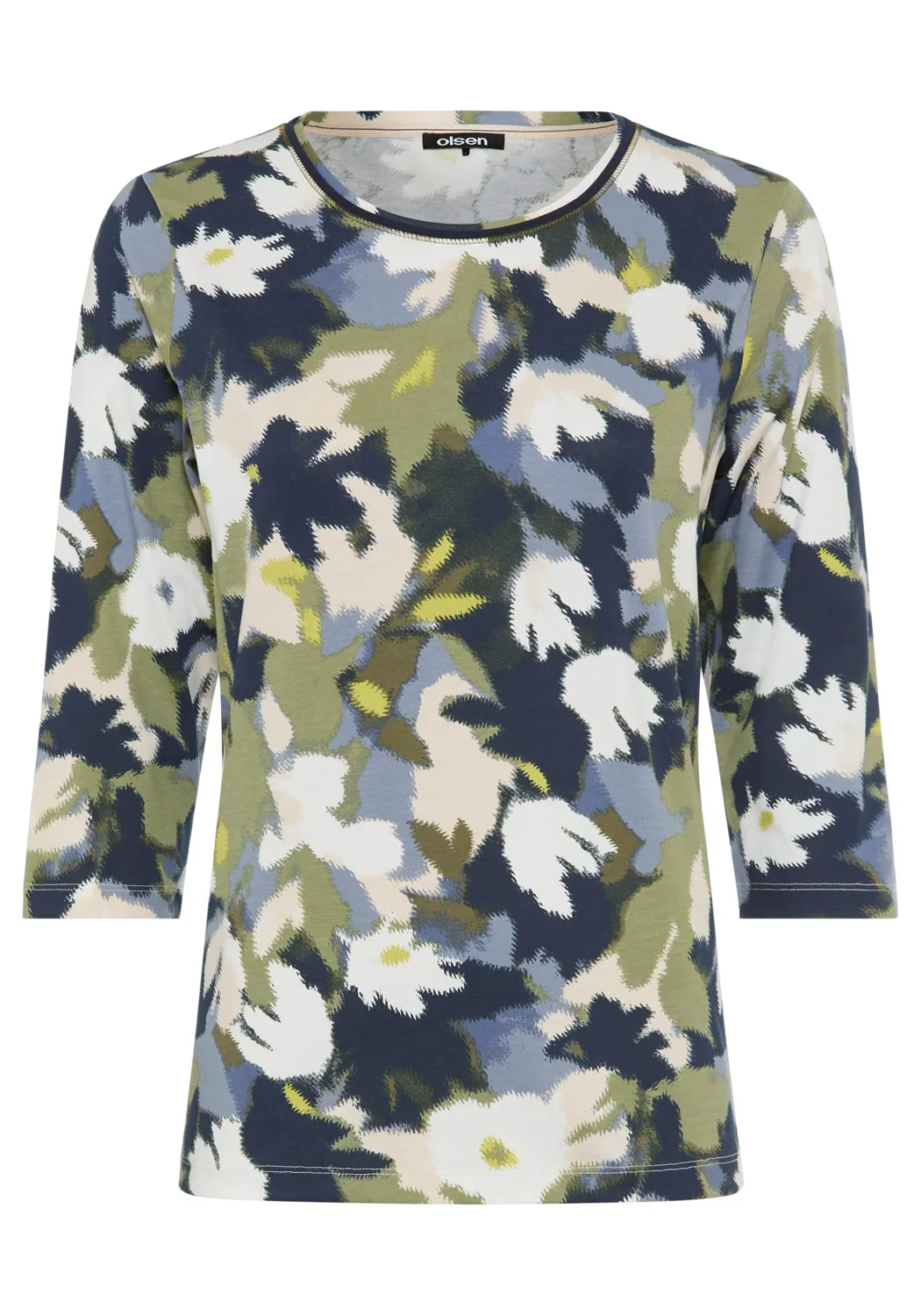 Modern Balance Leaf Camouflage Print 3/4 Sleeve Top |Moss Green, Size: 10, Style: 11105477