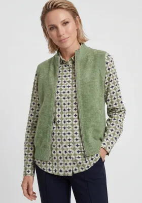 Modern Balance Sleeveless Boucle Knit Vest with Zipper | Moss Green