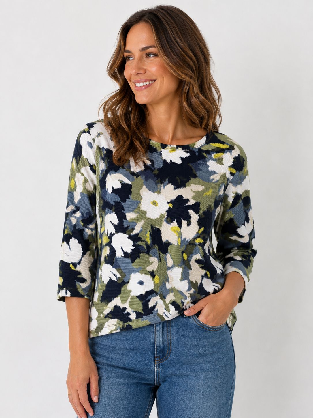 Modern Balance Leaf Camouflage Textured Sweatshirt | Moss Green, Size: 10, Style: 11201724