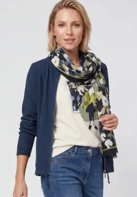 Modern Balance Leaf Camouflage Print Scarf with Decorative Border