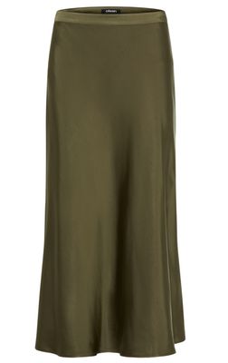 Modern Balance Satin Long Skirt | Olive Green