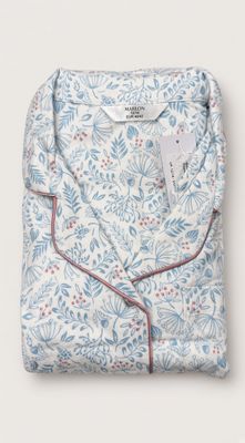 Elenor Blue Cotton Wincey Pyjamas MA48990