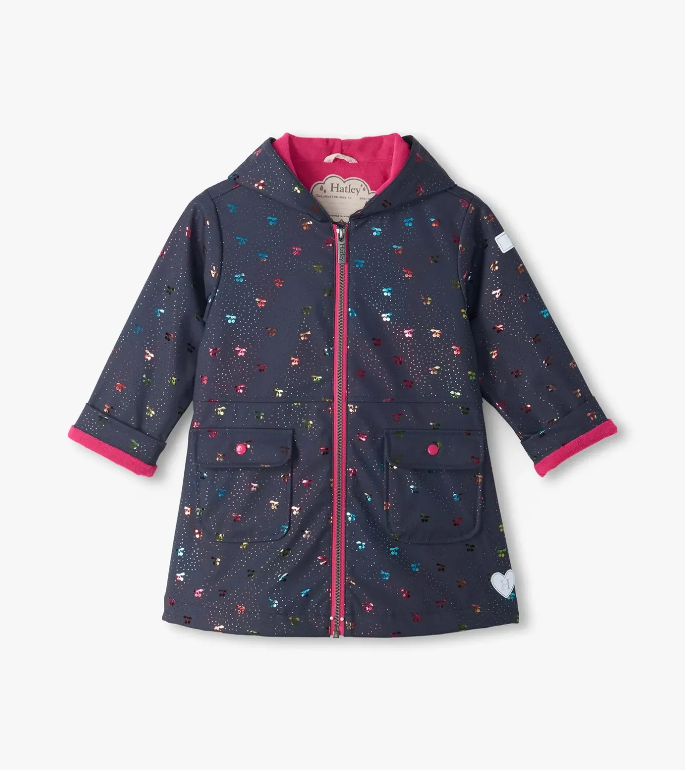 Girls Rainbow Foil Cherry Raincoat, Size: 4Y, Style: F26FCK1770
