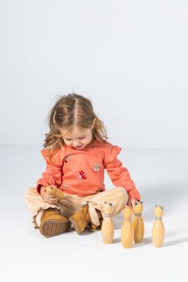 Baby Girl Coral Knitted Set with Deer Embroidery | 124030