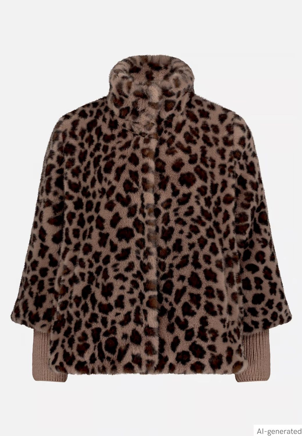 Betty Barclay Outdoor Faux Fur Leopard Print Jacket - Taupe/Brown, Size: 10, Style: 7155/1645
