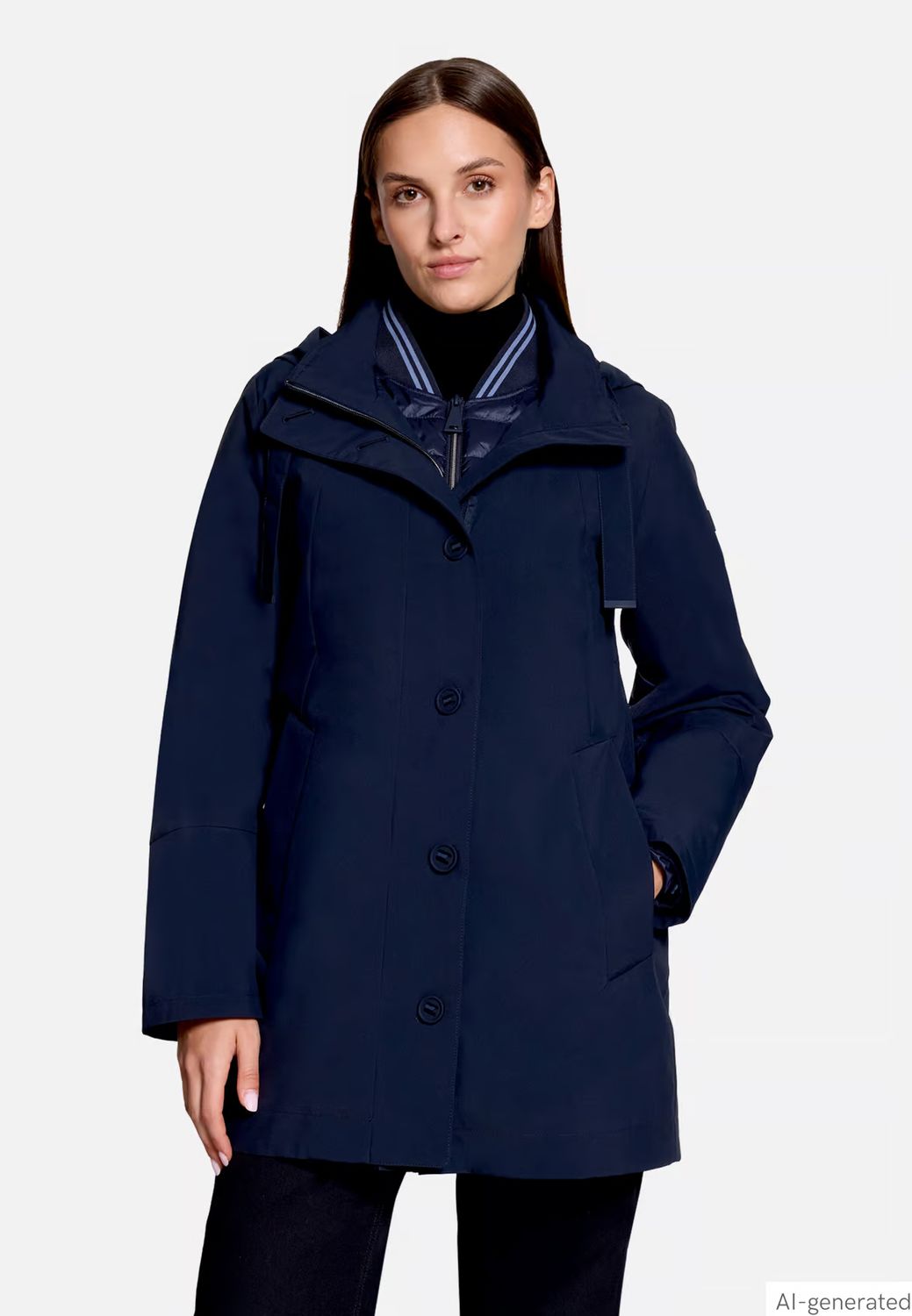Betty Barclay Outdoor 4-in-1 Weather Protection Coat - Dark Blue, Size: 10, Style: 7107/2002