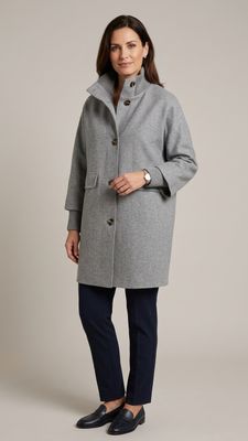 Betty Barclay Outdoor Wool Coat with Knitted Details - Light Grey Betty Barclay Outdoor Wool Coat with Knitted Details - Light Grey