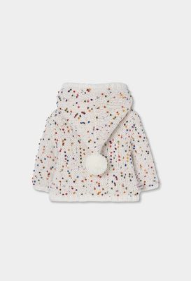 Baby Girl White Knitted Jacket with Coloured Dots | 164078