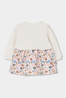 Baby White Knit Dress with Embroidered Owl Flowers | 114039
