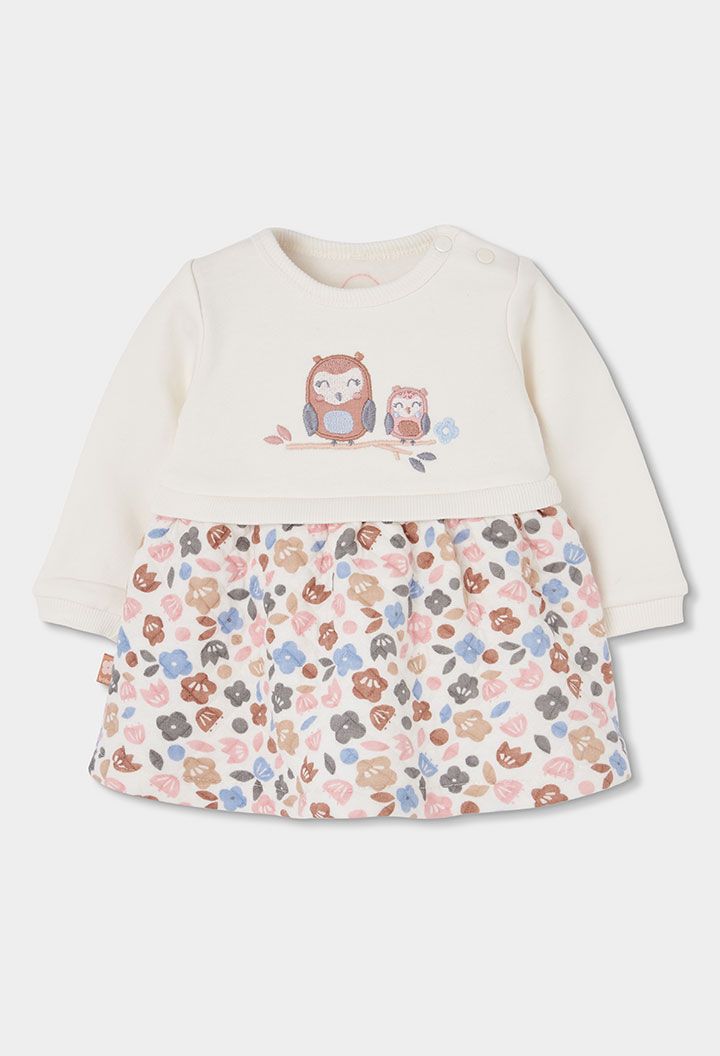 Baby White Knit Dress with Embroidered Owl Flowers | 114039, Size: 6M