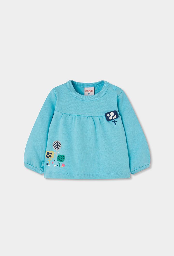 Baby Girl Green Floral Print Fleece Sweatshirt | 164090, Size: 6M