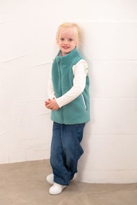 Amber Girls Reversible Gilet | Teal Floral