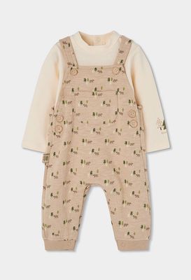 Baby Boy Beige Bear Print Knitted Set | 224019