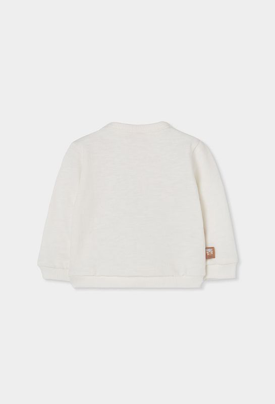 Baby White Fleece Sweatshirt with Owl Print | 214119