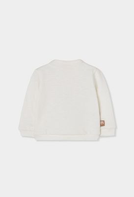 Baby White Fleece Sweatshirt with Owl Print | 214119