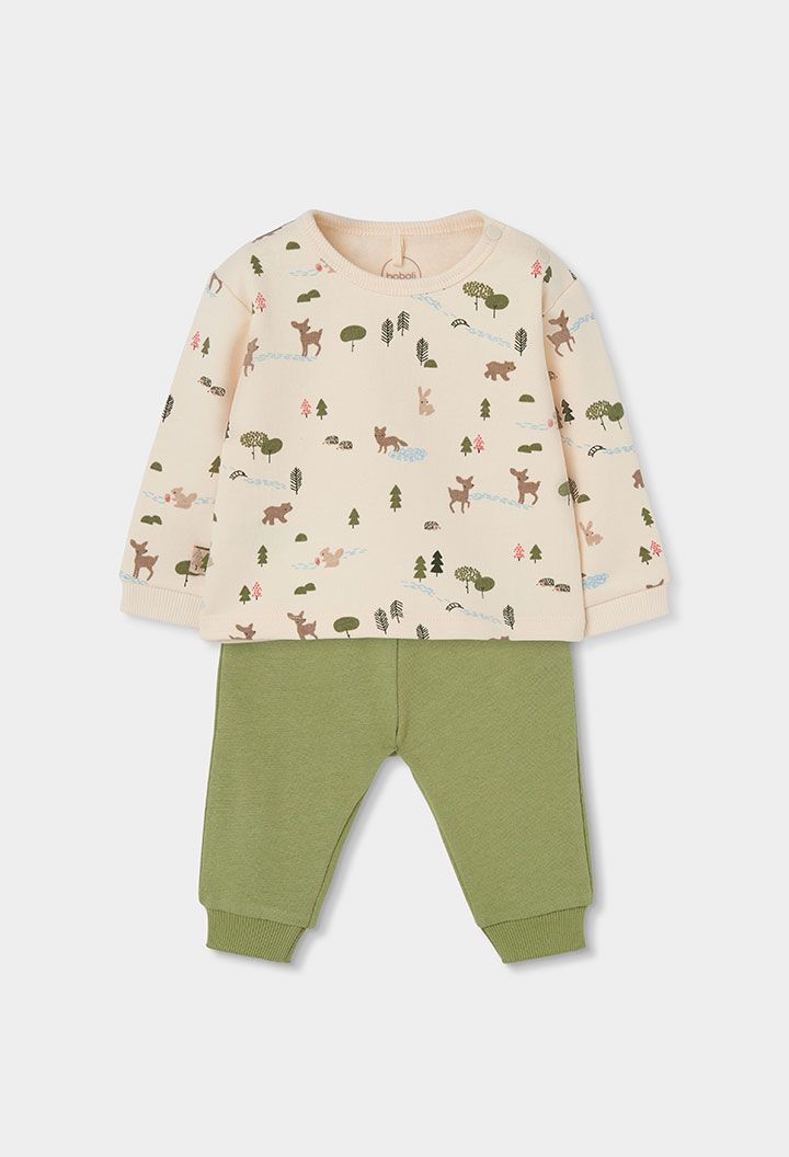 Forest Print Green Baby Boy Knitted Set | 224031, Size: 3M