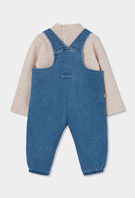 Blue Embroidered Bear Denim Set for Baby | 234010