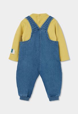 Baby Boy Blue Denim Set with Animal Embroidery | 264002