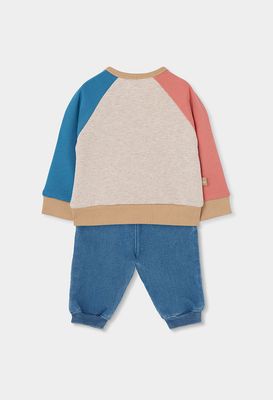 Baby Boy White Knitted Set with Bear Embroidery | 234009