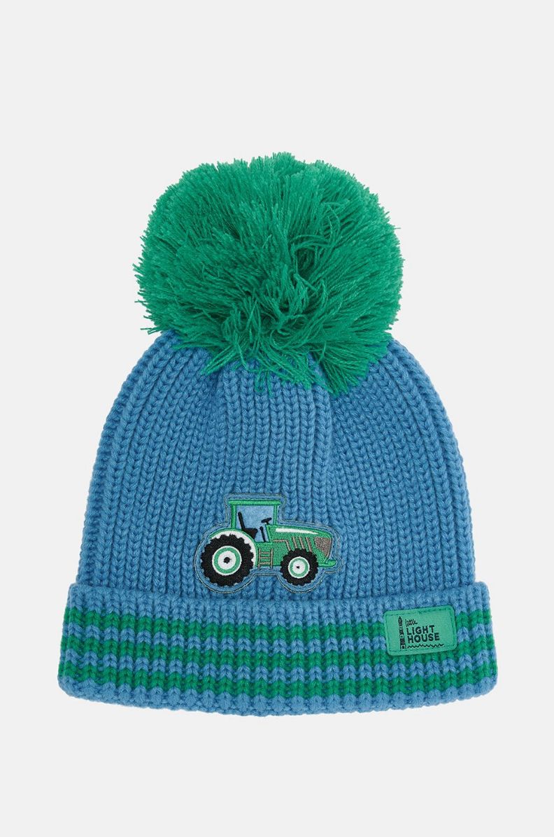 Bobbie Bobble Hat - Green Tractor, Size: 2-4Y